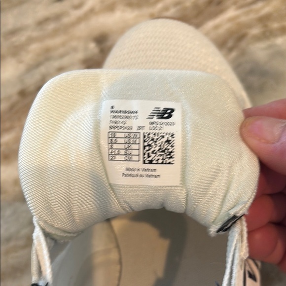 New Balance White and Black Sneakers with Leopard Accent - Picture 3 of 7